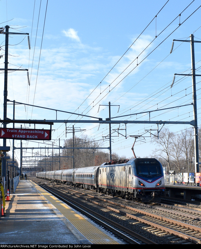 Westbound Amtrak NER heading away from PJC Station